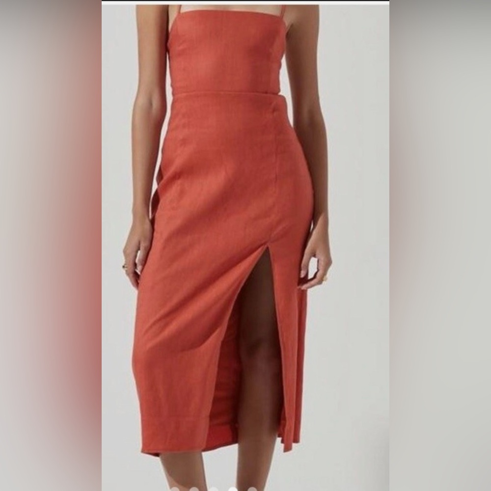 Astr Strapless Orange Dress